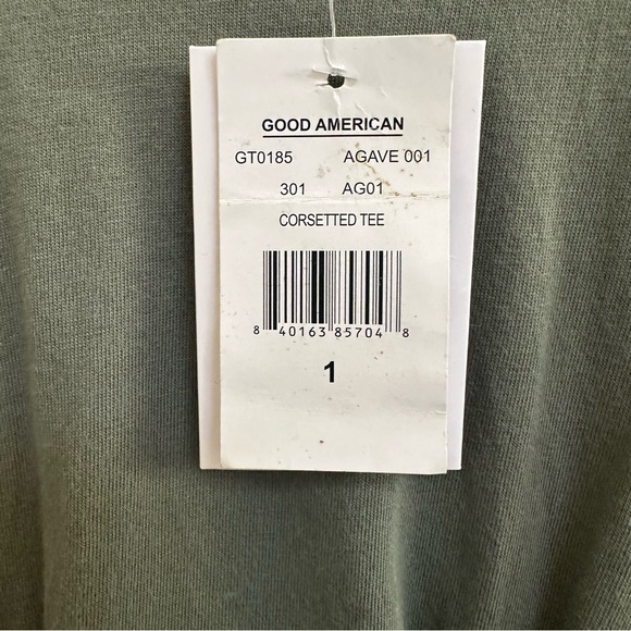 NWT! Good American Corseted Style Sleeveless Green Tee size 1 (small) - Picture 7 of 8